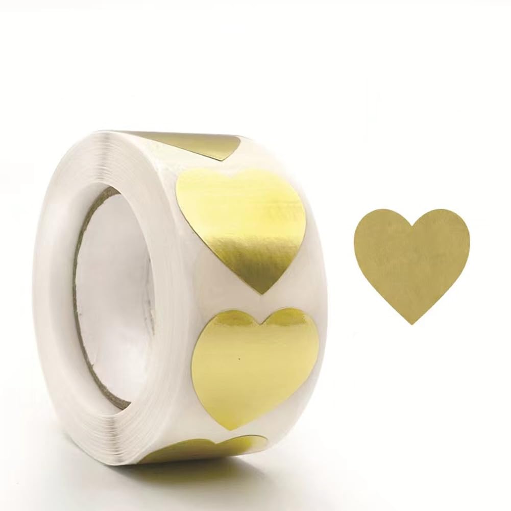 500 Piezas Pegatinas Corazones Dorado Pegatinas Corazón Etiqueta de Regalo de San Valentín para Pegatinas Boda áLbum de Recortes Bolsas de Regalo Tarjetas Envolventes Cajas de Regalo