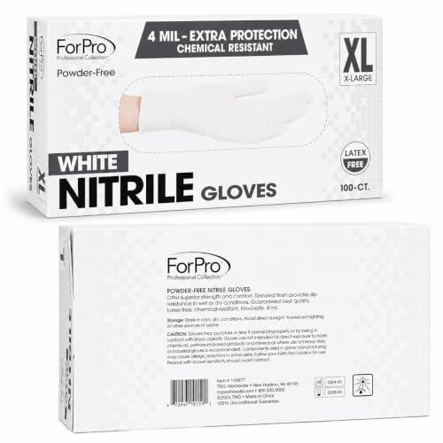 Image of ForPro Disposable Nitrile Gloves, Chemical Resistant, Powder-Free, Latex-Free, Non-Sterile, Food Safe, 4 Mil