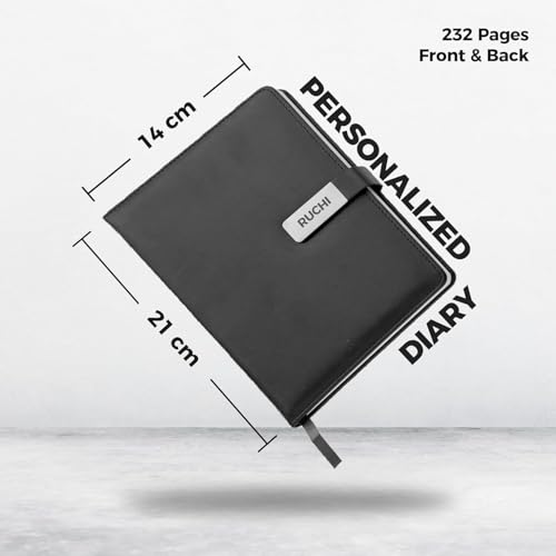 Image of Personalized Executive Leather Notebook with Name Plate | Premium Black Diary for Office, Business & Gifting | Custom Name Journal Planner | Stylish Corporate Gift for Men & Women