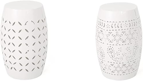Christopher Knight Home Mesas auxiliares de hierro para exteriores Lilac and Ruby de 12 pulgadas, color blanco
