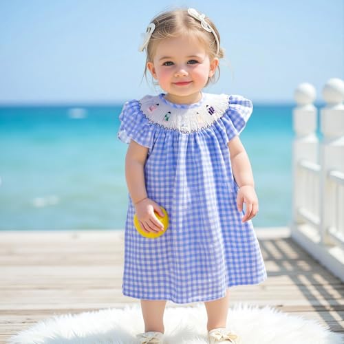 Toddler Girl Back to School Dress Short Sleeve Plaid Doll Collar Dress First Day of Preschool Kindergarten Outfit4