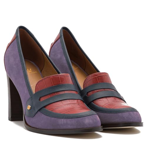 Image of MOOMMO Women Chunky Block Heel Pumps Round Closed Toe Slip On Oxford Loafers Shoes High Heels Snakeskin Work Pump Suede Loafer for Office Ladies Classic Formal Business Professional 4-13 M US