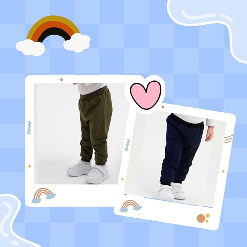 deiko 100% Baumwolle Babyhosen Kinderhosen | 2 er-Pack Lässig Sweathose Weiche und Bequeme Babykleidung für Jungen und Mädchen (3-4 Jahre, Marineblau – Khaki)
