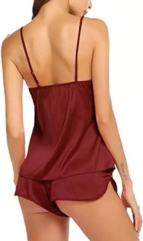 Image of Women's Satin Soft Top and Shorts Set Nightsuit for Womens