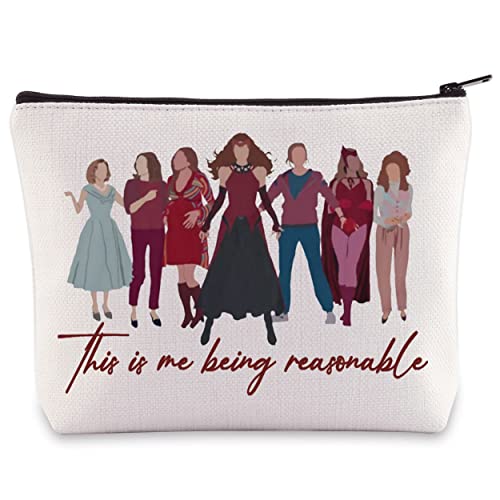 BWWKTOP Wanda Witch Cosmetic Makeup Bag Witch Movie Fans Gifts This Is Me Being Reasonable Zipper Pouch Bag for Movie Fans Being Reasonable