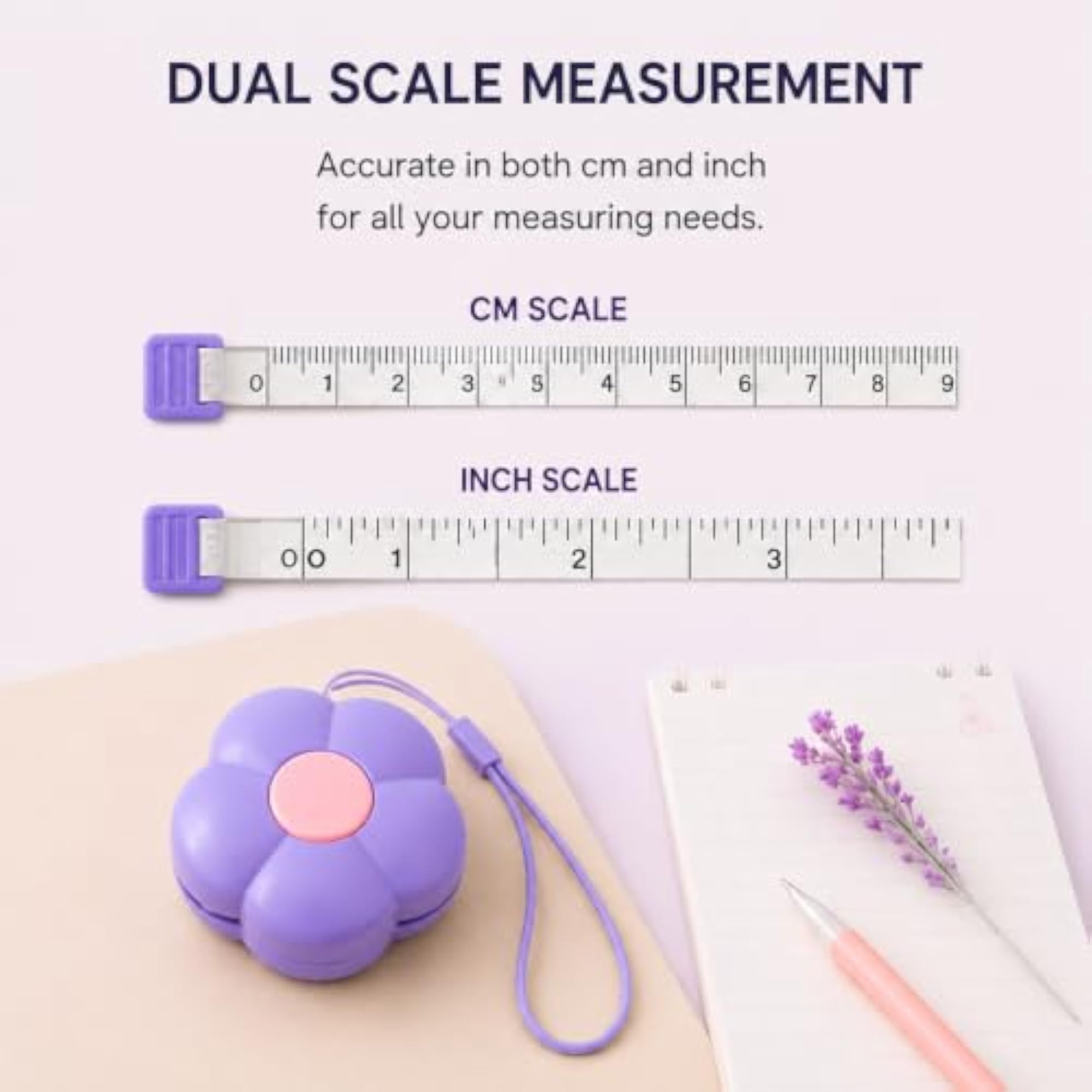 Floral Retractable Measuring Tape for Body & Tailoring