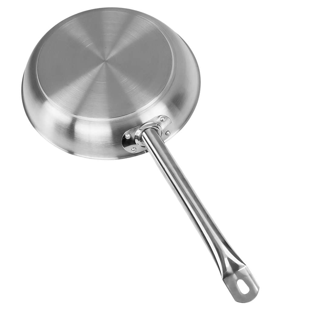 MEGA-M Patelnia Gastronomiczna ze Stali Nierdzewnej 28 cm | Trójwarstwowe Dno Sandwich, Do Kuchenek Gazowych Ceramicznych i Indukcyjnych, Inox