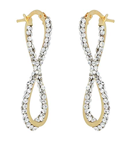 DelPia, Boucles d'Oreilles 2begold Or 18 carats Argent Sterling 925 Ovales avec Cristaux Blanches