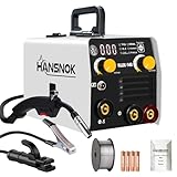 HANSNOK 130A MIG Welder 110V, 3-in-1 Flux Core/Lift TIG/Stick/Gasless MIG Welding Machine with Digital Display IGBT Inverter,110V Portable Welding Equipment