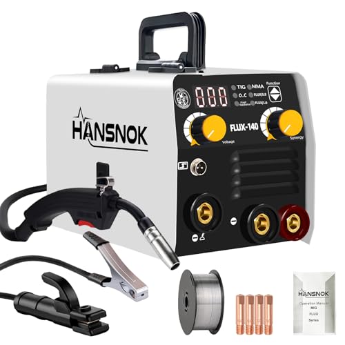 Image of HANSNOK 130A MIG Welder, 3-in-1 Flux Core/Stick/MIG Gasless Welding Machine with Digital Display IGBT Inverter,110V Portable Welding Equipment for Home DIY, Beginner & Light