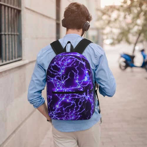 Purple Lightning Fashionable Daypack 17 Inches Zippers Backpack Double Shoulder Bag for Women Men4