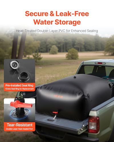 Image of VEVOR Water Storage Bladder, 264.2 Gal Collapsible Water Storage Bag, Wear-Resistant 1000D PVC Soft Waters Bag, Leakproof Camping Tank Containers for Garden Irrigation RV Emergency Use, Black