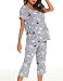 ENJOYNIGHT Schlafanzug Damen Kurzarm Pyjama Set Baumwolle Nachtwäsche