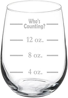 MIP Wine Glass Goblet Funny Measuring Cup Ounces Who's Counting (17 oz Stemless)
