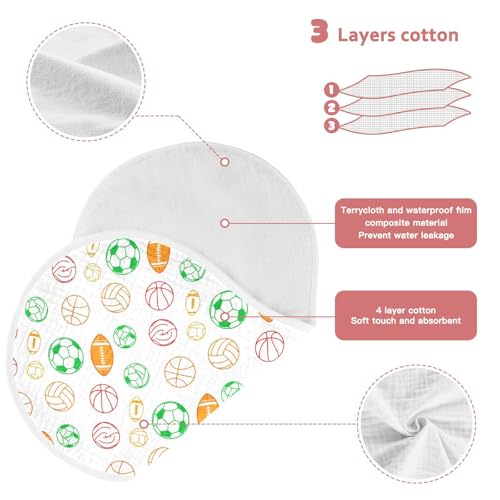 2 Pack Muslin Burp Cloths Soccer White Cotton Baby Burp Cloths Ultra Absorbent and Soft Burping Cloth for Newborn Babies Boys Girls, Large 22" x 11"3