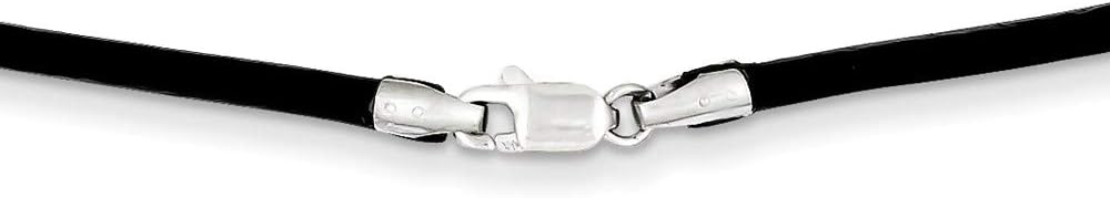 Chain Necklace 14K White Gold Cord & Leather 16 in 2 mm 2mm 16in Black