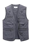 Hbufnha Outdoor Vest For Men Work Fishing Travel Safari Ranger Vest Multi Pockets Vest Jacket For Hu