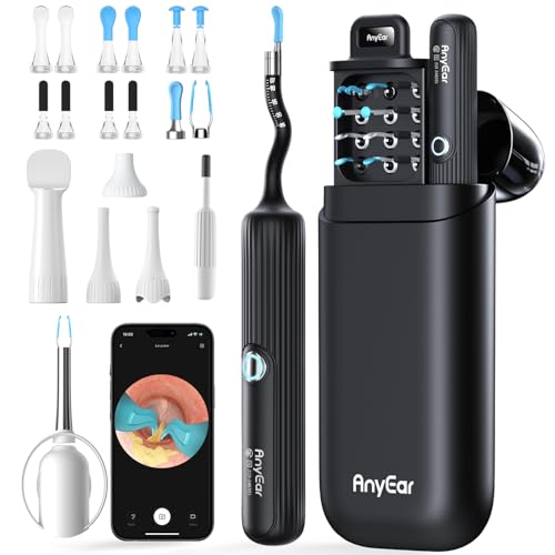 AnyEar 耳かき カメラ付き 耳かき【2000万画素&自由弯曲&6つLEDライト】 みみかき カメラ 耳掃除 カメラ付き 耳掻き 耳口鼻観察＆安全カバー＆高精度ピンセット付属 3.1mm極細レンズ｜画面補正 録画/写真/左右反転機能 WIFI接続/スマホ/タブレット/IOS/Android対応 もちねば耳かき イヤースコープ イヤークリーナー 耳垢取り スマート耳かき 可視化 耳垢クリーニング IP67防水 収納ケース付き 子供/大人/お年寄り 誕生日 プレゼント最適