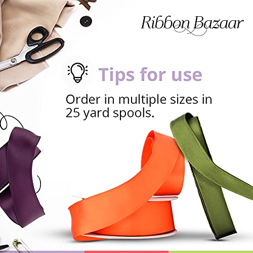 Ribbon Bazaar Satin Double Faced Wired Ribbon - 100% Polyester Wire Edged Ribbon For Gift Wrapping, Crafts, Scrapbooking, Hair Bow, Decorating & More - 2-1/2 Inch White 25 Yards #TOP5