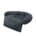 Dociote Mata dla psa, sofa, miękka pluszowa sofa dla psa, łóżko, można prać, koc dla zwierząt domowych, kanapa ze zdejmowaną poduszką, składana, antypoślizgowa sofa z zamkiem błyskawicznym, dla psa, kota, ciemnoszara, rozmiar L, 84 x 84 cm