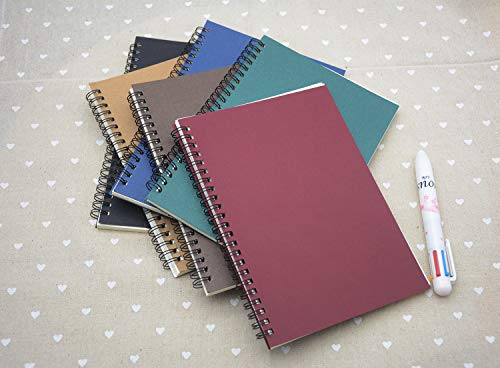 Yansanido Spiral Notebook, 6 Pcs A5 Craft Softcover 8Mm Ruled 6 Color 60 Sheets -120 Pages Journals For Study And Notes(6 Color) #TOP6