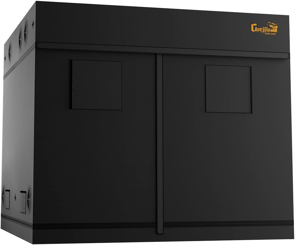 Gorilla Grow Tent Lite Line 8x8, Tallest Height-Adjustable, Lite Professional Canvas with EZ Clean Diamond Reflective Interior, Strongest Zippers, All-Steel Poles for Indoor Hydroponic Growing