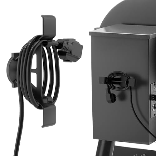 Demao Magnetic Power Cord Organizer, Heavy Duty Plastic Cable Holder-Strong Magnetic Base & Built-in Hook for Traeger, Pit Boss, Z Grills Pellet Grills BBQ Smokers - Indoor/Outdoor