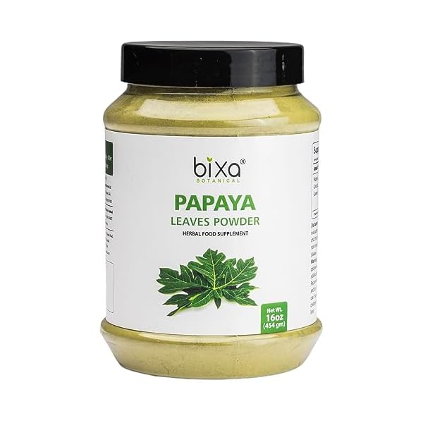 bixa BOTANICAL Papaya Leaf Powder | Carica Papaya | 1 Pound / 16 OZ | Ayurvedic Herbal Supplement | Gluten Free, Non-GMO, Steam Treated, Vegan, 100% Pure.