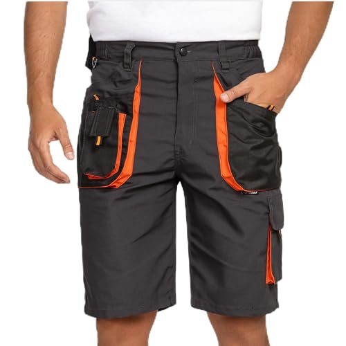 BWOLF Atlas Shorts Arbeitshosen Männer Kurz Arbeitsshorts Herren Arbeitshosen Herren Multifunktionalenn Taschen, Verstärkt mit 600D Polyester GrauM