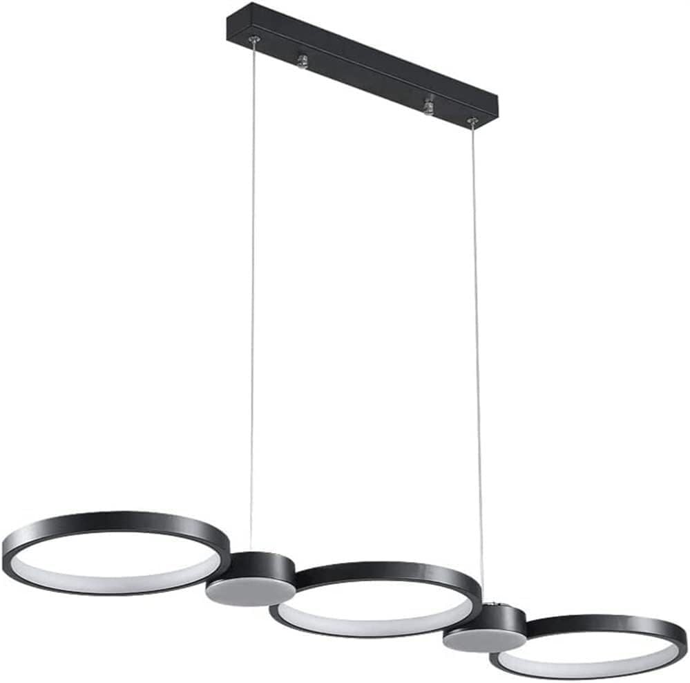 Suspension noire réglable en acrylique LED pour le salon et la cuisine