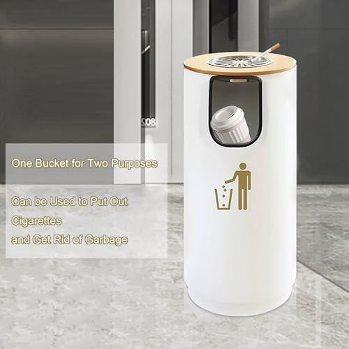 Cendrier d'extérieur sur pied blanc et moderne pour terrasse - 4