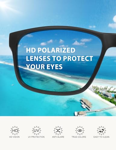 Image of Polarized Sunglasses for Men Women, Lightweight Square Mens Sunglasses UV Protection for Driving Fishing Golf