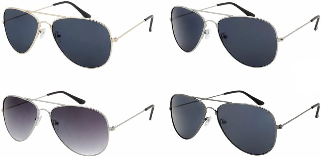 Dependable Industries inc. Essentials Wholesale Bulk Pack of 12 UV 400 Metal Aviator Sunglasses in Assorted Colors Unisex - Perfect for Resale or Group Events, Multi, One size
