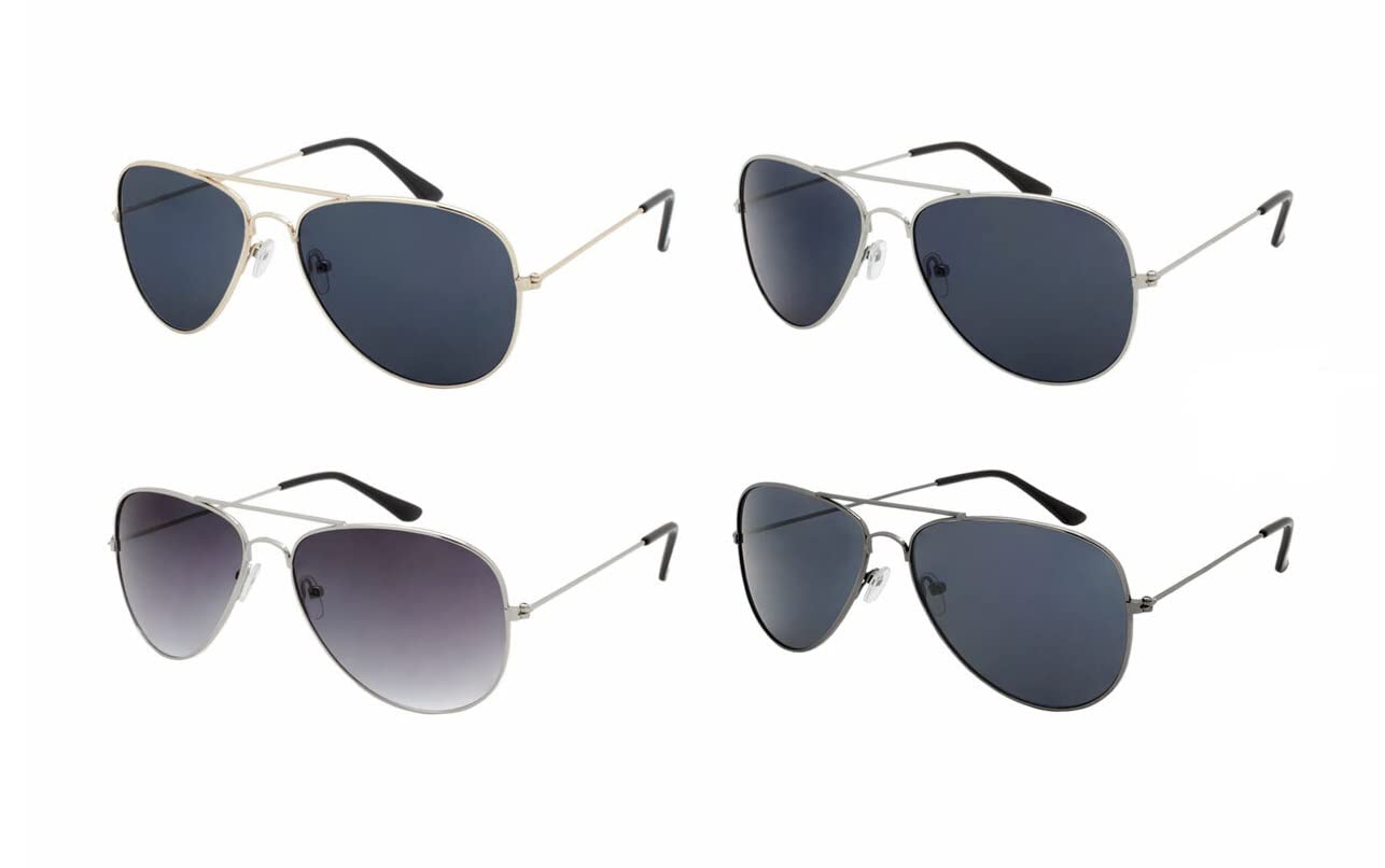 Dependable Industries inc. Essentials Wholesale Bulk Pack of 12 UV 400 Metal Aviator Sunglasses in Assorted Colors Unisex - Perfect for Resale or Group Events, Multi, One size