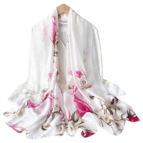 EORPAVU Bufandas para mujer,Pañuelo de seda floral, pañuelo largo liso,90 * 180CM