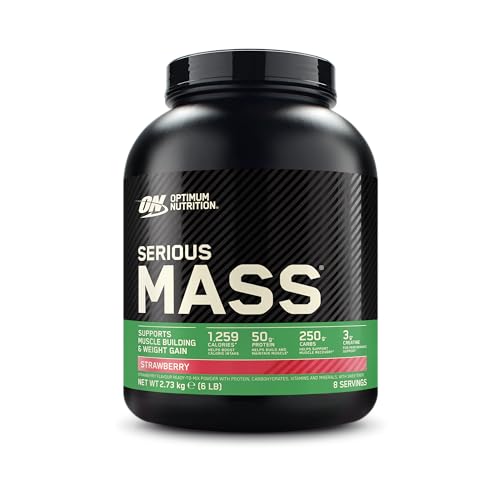 Optimum Nutrition Serious Mass Proteína para Ganar Peso, Sabor Fresa, 2.73kg, 8 Servicios