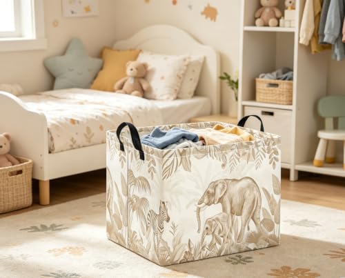Image of Rectangular Baby Kids Storage Basket for Home Kitchen Girls Cute Toy Storage Bin Organizer Shelf Book Room Decor(Animal)
