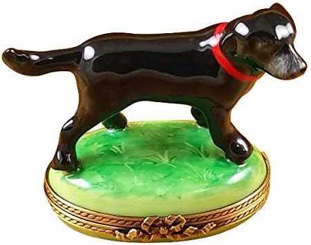STANDING BLACK LABRADOR - LIMOGES BOX AUTHENTIC PORCELAIN FIGURINE FROM FRANCE