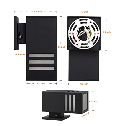 Dusk To Dawn Outdoor Wall Lantern, Zuukole Exterior Lighting - Etl Listed, Aluminum Anti-Rust Waterproof Wall Mount Rectangular Design – Up/Down Photocell Outdoor Lighting For Porch, Garage Or Patio #TOP3