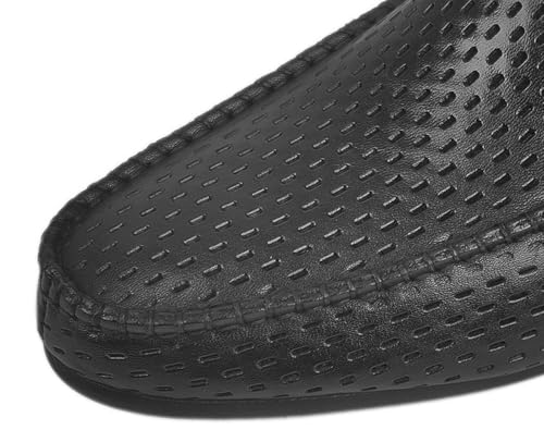 Santimon Men's Dress Loafers Black Leather Shoes - Classic Penny Loafers for Work, Casual-Non-Slip, Comfortable Walking Shoes-Breathable Hollow Design Mocasines3