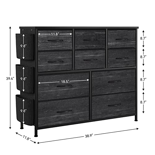 Jojoka Dresser For Bedroom With 10 Drawer, Dressers & Chests Of Drawers For Hallway, Entryway, Storage Organizer Unit With Fabric, Sturdy Metal Frame, Wood Tabletop, Easy Pull Handle (Charcoal Black) #TOP2