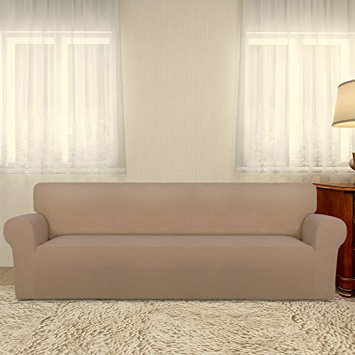 Purefit Super Stretch 4 Seater Sofa Slipcover – Spandex Non Slip Soft Couch Cover, Washable Furniture Protector With Non Skid Foam And Elastic Bottom For Kids, Pets （Xx Large， Camel） #TOP1