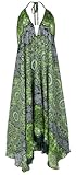 GURU SHOP Boho Sommerkleid, Magic Dress, Maxikleid, Neckholder Strandkleid - Grün, Damen