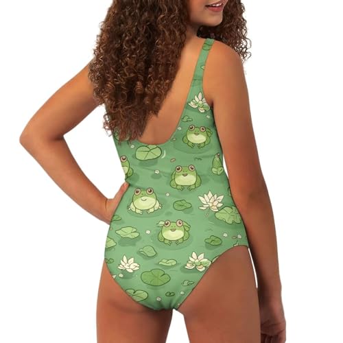 Girls One Piece Swimsuit Cute Bathing Suit for Teen Girls Crewneck Backless Swimwear4