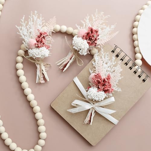 Ramo de flores secas mini artesanal 6 piezas rosa miniatura 4