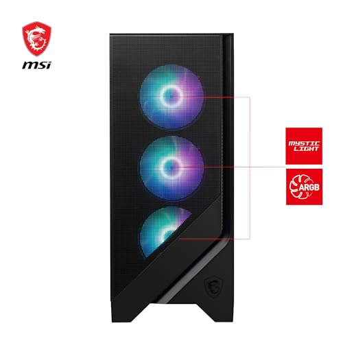 MSI MAG Forge 321R Airflow Mid-Tower PC-Gehäuse - ATX-Kapazität, RTX 40 GPU-Unterstützung, ARGB-Lüfter, magnetische Staubfilter… – Ansicht 2