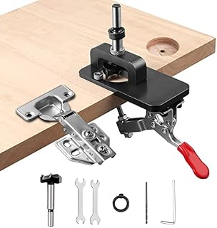 35mm Hinge Jig, AMTOVL Cabinet Hinge Jig Drilling Hole Puncher Hinge Drilling Jig Hole Guide Woodworking Dowel Jig Drill Guide Locator for Door Kitchen Cabinet Hinge