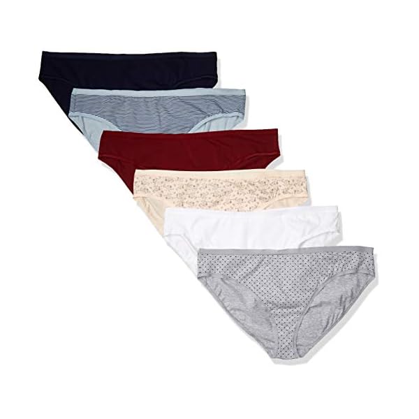 Amazon Essentials Women's Cotton Bikini Brief Underwear (Available in Plus Size), Pack of 6, Multicolor/Dots/Floral/Stripe, 3X