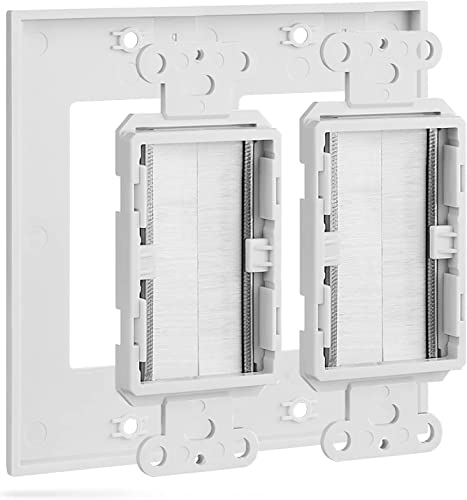 image for iMBAPrice 2-Gang Brushed Wall Plate - Decora Style Cable Pass Through 