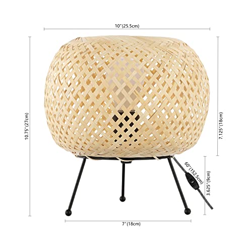 JONATHAN Y 10.75" Black/Light Brown Bohemian Rattan Mini Table Lamp, Rustic Coastal Iron Lantern for Bedroom Nightstand, Smart App-Controlled LED Bulb Included JYL4042A by JONATHAN Y - Image 5